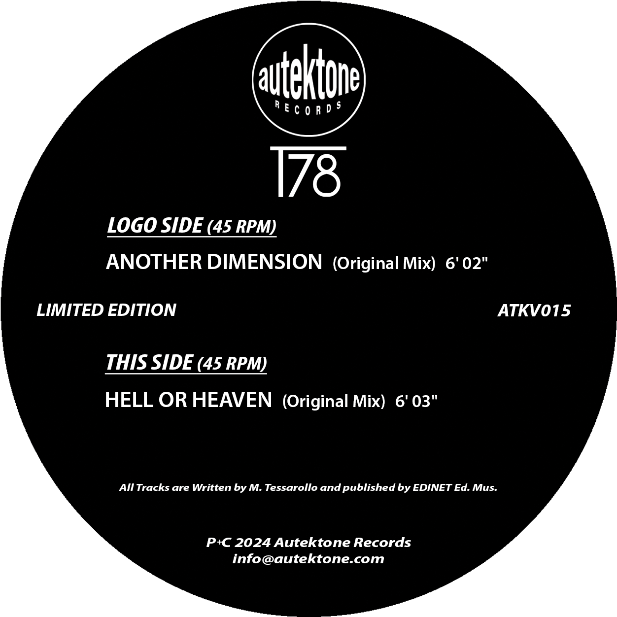 12" Exclusive Vinyl - T78 "Another Dimension / Hell Or Heaven"