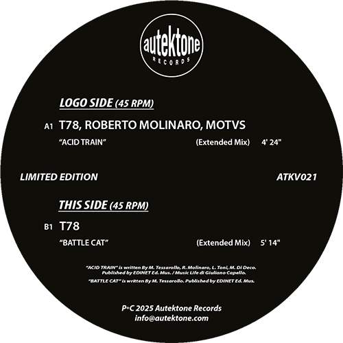 12" Exclusive Vinyl - T78, Roberto Molinaro, MOTVS "Acid Train" / T78 "Battle Cat" (New)
